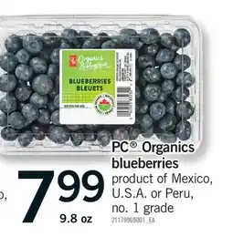 Fortinos PC ORGANICS BLUEBERRIES, 9.8 OZ offer
