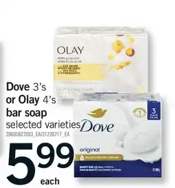 Fortinos DOVE 3'S OR OLAY 4'S BAR SOAP offer