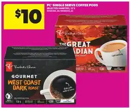 Real Canadian Superstore PC SINGLE SERVE COFFEE PODS, 12'S offer