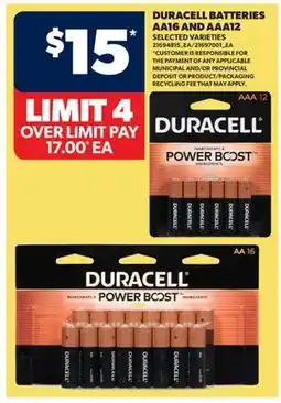 Real Canadian Superstore DURACELL BATTERIES AA16 AND AAA12 offer