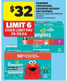 Real Canadian Superstore PAMPERS SWADDLERS, CRUISERS OR BABY DRY DIAPERS, 58-200' S offer