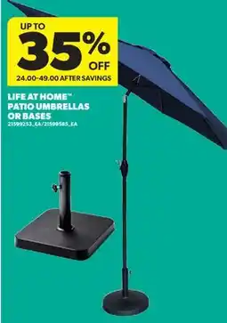 Real Canadian Superstore LIFE AT HOME PATIO UMBRELLAS OR BASES offer