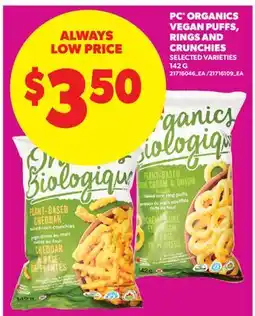 Real Canadian Superstore PC ORGANICS VEGAN PUFFS, RINGS AND CRUNCHIES offer