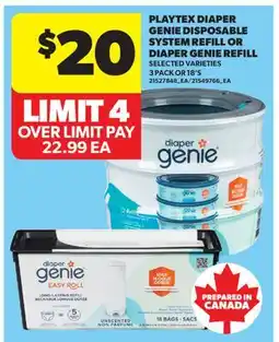 Real Canadian Superstore PLAYTEX DIAPER GENIE DISPOSABLE SYSTEM REFILL OR DIAPER GENIE REFILL, 3 PACK OR 18'S offer