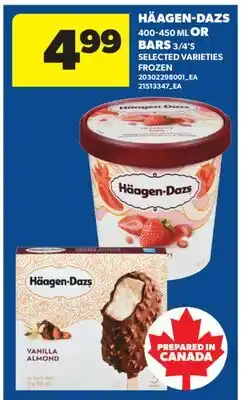Real Canadian Superstore HÄAGEN-DAZS, 400-450 ML OR BARS, 3/4'S offer