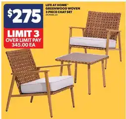 Real Canadian Superstore LIFE AT HOME GREENWOOD WOVEN 3 PIECE CHAT SET offer