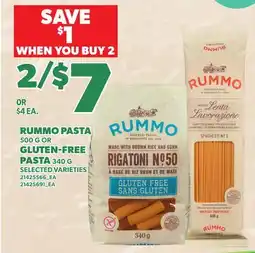 Loblaws RUMMO PASTA, 500 G OR GLUTEN-FREE PASTA, 340 G offer