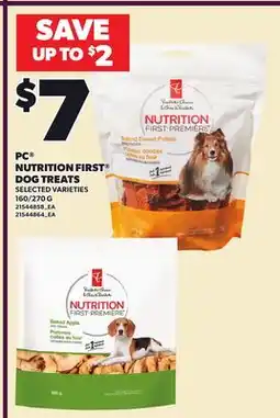 Loblaws PC NUTRITION FIRST DOG TREATS, 160/270 G offer