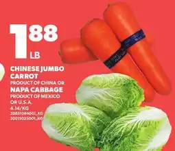 Loblaws CHINESE JUMBO CARROT OR NAPA CABBAGE offer