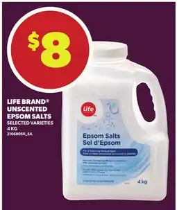 Loblaws LIFE BRAND UNSCENTED EPSOM SALTS offer