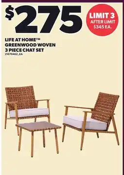 Loblaws LIFE AT HOME GREENWOOD WOVEN 3 PIECE CHAT SET offer