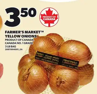 Loblaws FARMER'S MARKET YELLOW ONIONS, 3 LB BAG offer