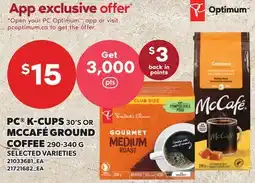 Loblaws PC K-CUPS, 30'S OR MCCAFÉ GROUND COFFEE offer