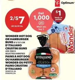 Valu-mart PAINS À HOT DOG OU HAMBURGER WONDER, 8'S/12'S OU PETITS PAINS CRUSTINI D'ITALIANO, 420-568 offer