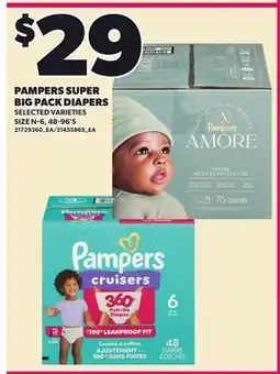 Loblaws PAMPERS SUPER BIG PACK DIAPERS SIZE N-6, 48-96'S offer
