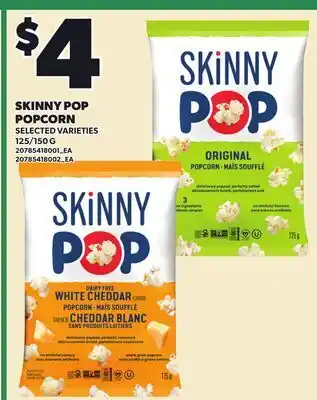 Loblaws SKINNY POP POPCORN, 125/150 G offer