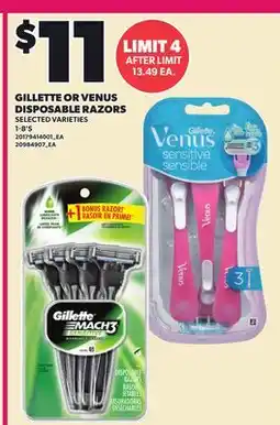 Loblaws GILLETTE OR VENUS DISPOSABLE RAZORS, 1 - 5'S offer