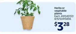 Walmart Herbs or vegetable plants offer