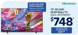 Walmart 75 4K UHD QLED Roku TV offer