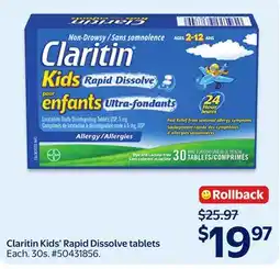 Walmart Claritin Kids' Rapid Dissolve tablets offer