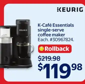 Walmart K-Café Essentials single-serve coffee maker offer