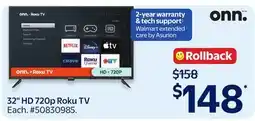 Walmart 32 HD 720p Roku TV offer