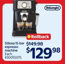 Walmart Delonghi Stilosa 15-bar espresso machine offer