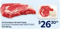 Walmart AA boneless rib beef steak offer