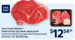 Walmart Your Fresh Market fresh sirloin tip steak value pack offer