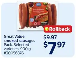 Walmart Great Value smoked sausages offer