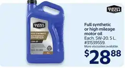 Walmart Full synthetic or high mileage motor oil offer