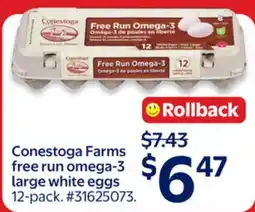 Walmart Conestoga Farms free run omega-3 large white eggs offer