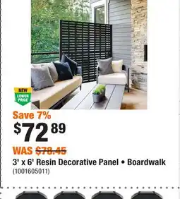 Home Depot 3' x 6' Resin Decorative Panel • Boardwalk offer