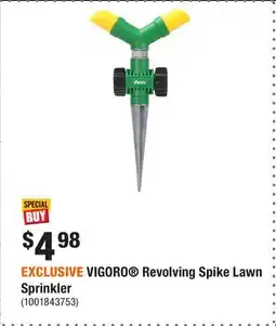 Home Depot EXCLUSIVE VIGORO Revolving Spike Lawn Sprinkler offer