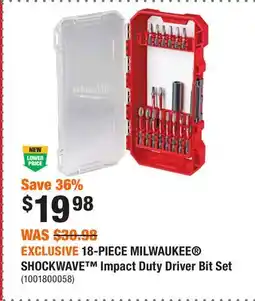 Home Depot EXCLUSIVE 18-PIECE MILWAUKEE SHOCKWAVE Impact Duty Driver Bit Set offer