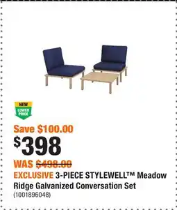 Home Depot EXCLUSIVE 3-PIECE STYLEWELL Meadow Ridge Galvanized Conversation Set offer