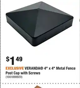 Home Depot EXCLUSIVE VERANDA 4 x 4 Metal Fence Post Cap with Screws offer