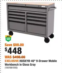 Home Depot EXCLUSIVE HUSKY 46 9-Drawer Mobile Workbench in Gloss Gray offer