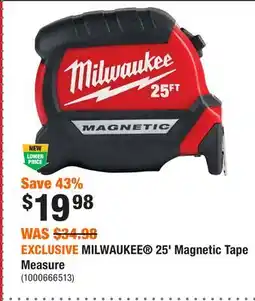 Home Depot EXCLUSIVE MILWAUKEE 25' Magnetic Tape Measure offer