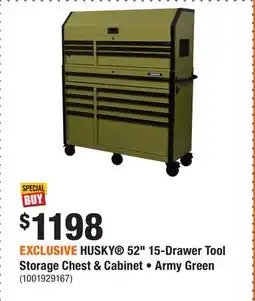 Home Depot EXCLUSIVE HUSKY 52 15-Drawer Tool Storage Chest & Cabinet • Army Green offer