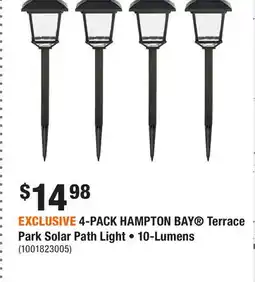 Home Depot EXCLUSIVE 4-PACK HAMPTON BAY Terrace Park Solar Path Light • 10-Lumens offer