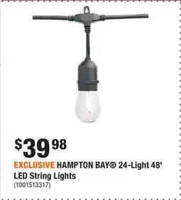 Home Depot EXCLUSIVE HAMPTON BAY 24-Light 48' LED String Lights offer