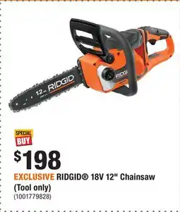 Home Depot EXCLUSIVE RIDGID 18V 12 Chainsaw (Tool only) offer