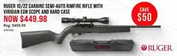 Cabela's RUGER 10/22 CARBINE SEMI-AUTO RIMFIRE RIFLE WITH SAVE VIRIDIAN EON SCOPE AND HARD CASE offer