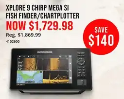 Cabela's HUMMINBIRD XPLORE 9 CHIRP MEGA SI FISH FINDER offer