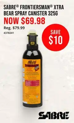 Cabela's SABRE FRONTIERSMAN XTRA BEAR SPRAY CANISTER offer