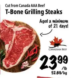 Farm Boy Cut from Canada AAA Beef T-Bone Grilling Steaks offer