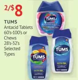 IDA Pharmacy TUMS Antacid Tablets 60's-100's or Chews 28's-32's offer