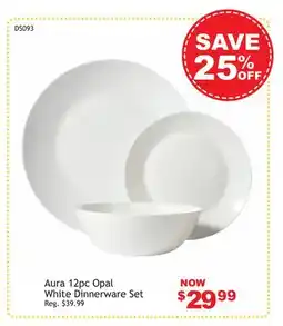 Oxford Mills Aura 12pc Opal White Dinnerware Set offer