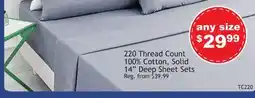 Oxford Mills 220 Thread Count 100% Cotton, Solid 14 Deep Sheet Sets offer